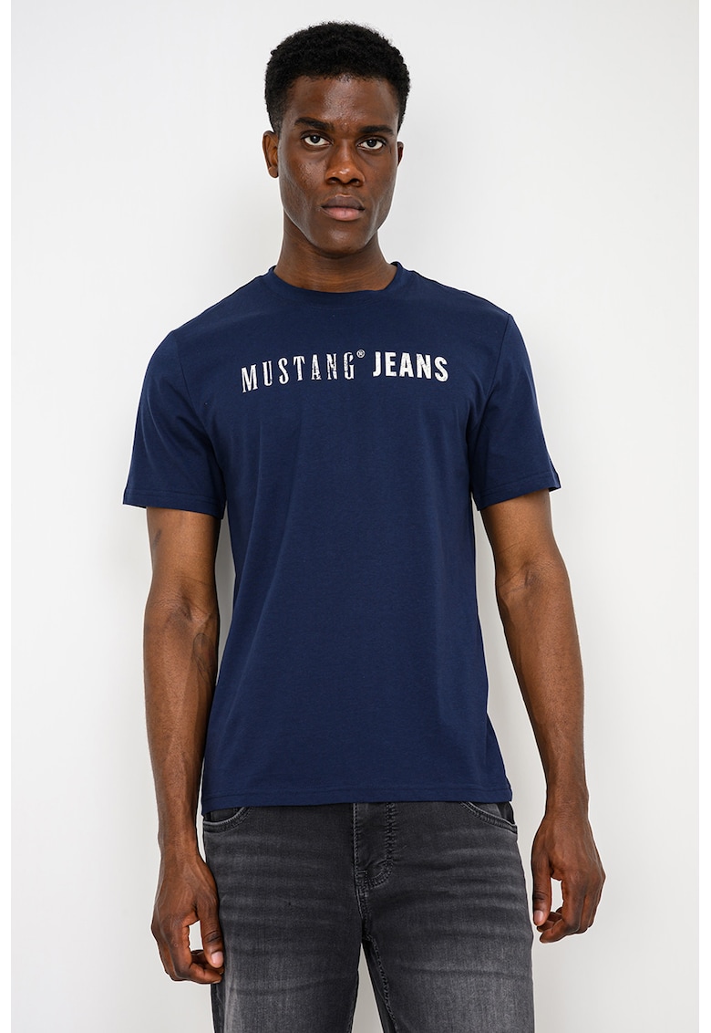 Tricou cu decolteu la baza gatului Austin - Albastru inchis