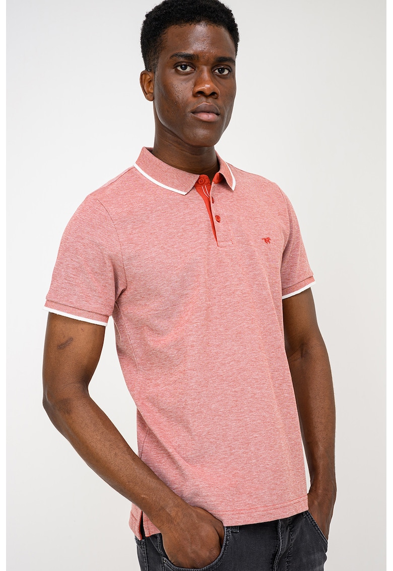 Tricou polo cu garnituri contrastante Palco - Alb/Rosu inchis