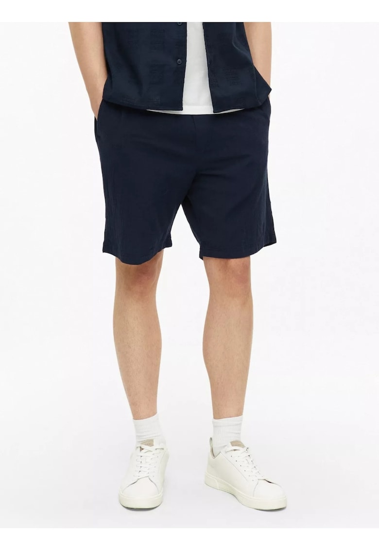 Pantaloni scurti barbati - din bumbac - Relaxed fit - Straight leg - Detroit - Bleumarin inchis -