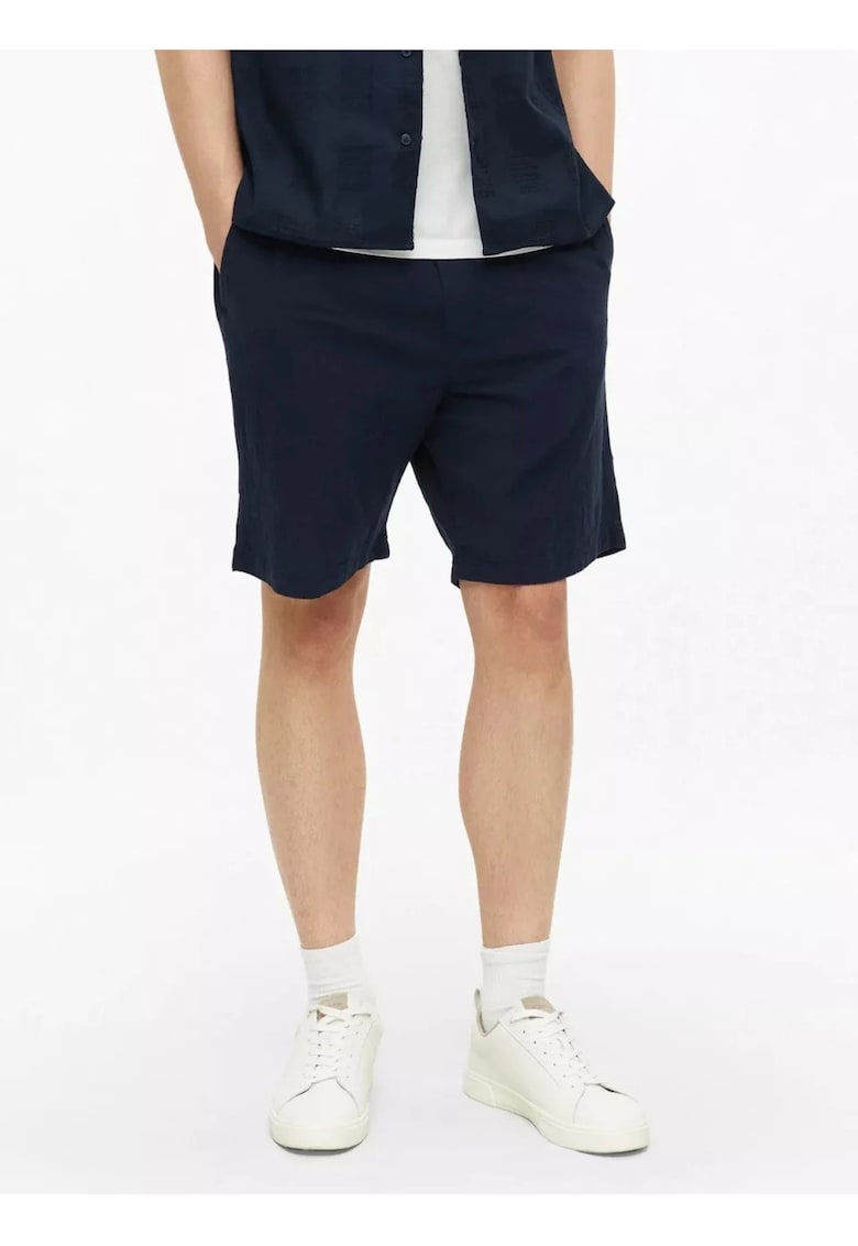 Pantaloni scurti barbati - din bumbac - Relaxed fit - Straight leg - Detroit - Bleumarin inchis -