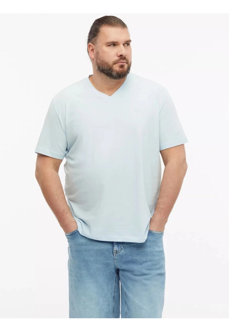 Big Sizes Tricou barbati big sizes cu anchior - din bumbac - Regular fit - Albastru deschis - Albastru deschis