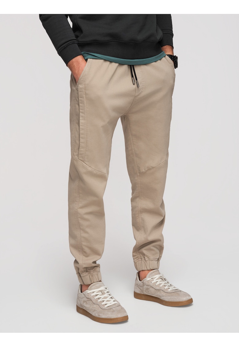 Pantaloni barbati joggeri elastici cu talie ajustabila si buzunare - Gri