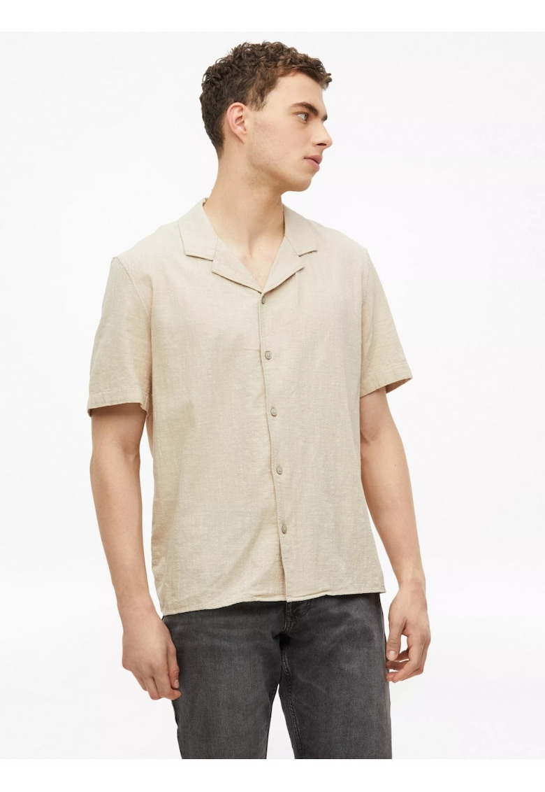 Camasa cu maneca scurta barbati - din bumbac - Resort fit - Bej