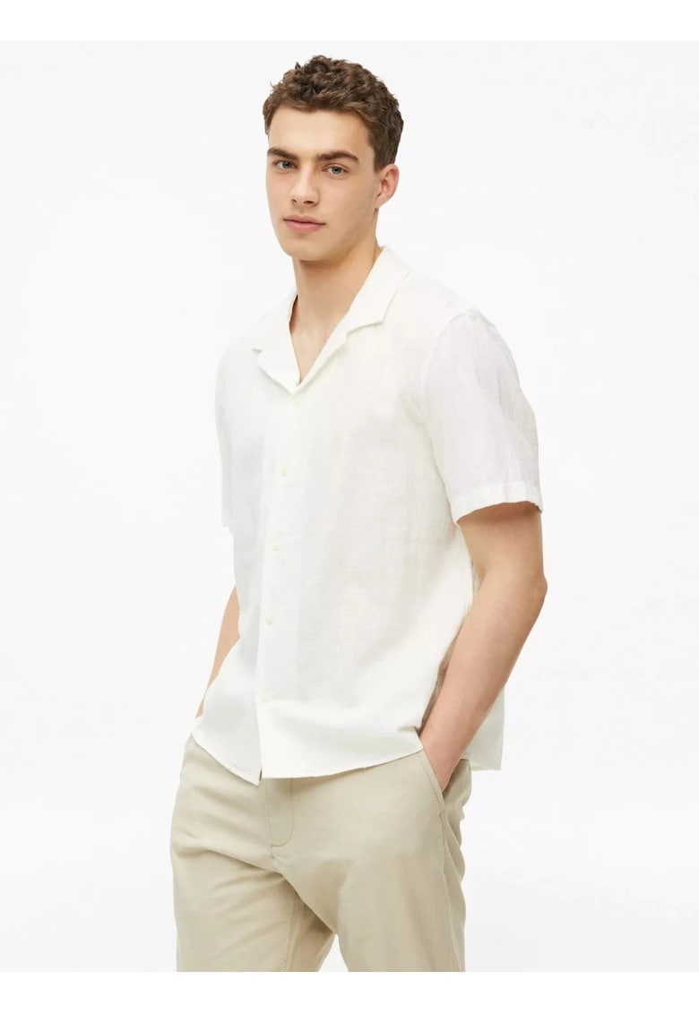 Camasa cu maneca scurta barbati - din bumbac - Resort fit - Alb