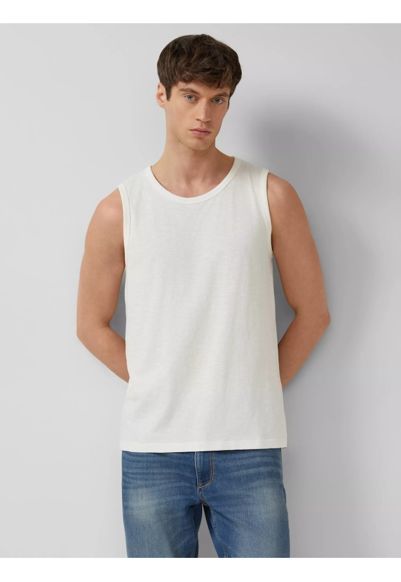 Tricou barbati - fara maneca - bumbac - alb -
