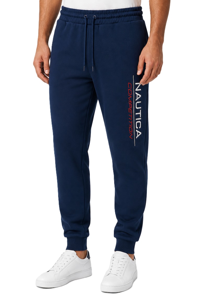 Pantaloni de trening cu logo brodat pe picior - Bleumarin