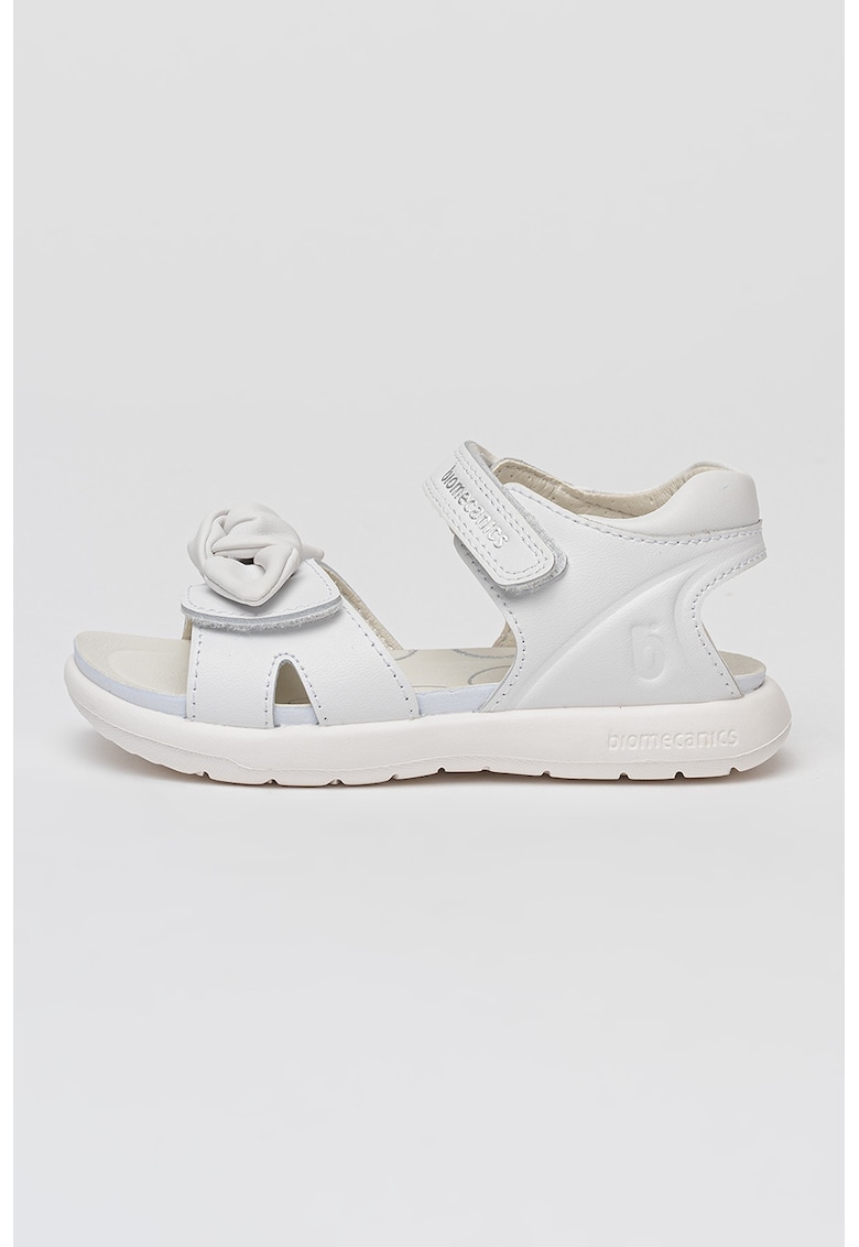 Sandale din piele cu funde - Alb optic