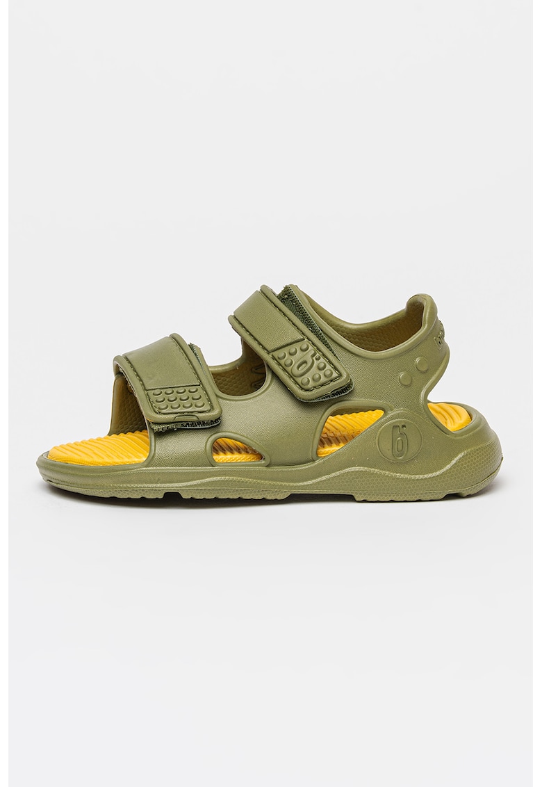 Sandale cu inchidere velcro si model uni - Verde stins