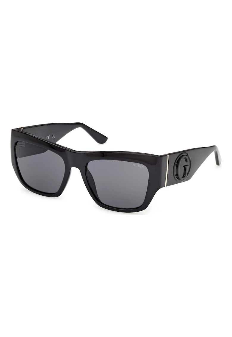 Ochelari de soare dama patrati - rama lucioasa neagra - lentile fumurii - 54x17x135mm