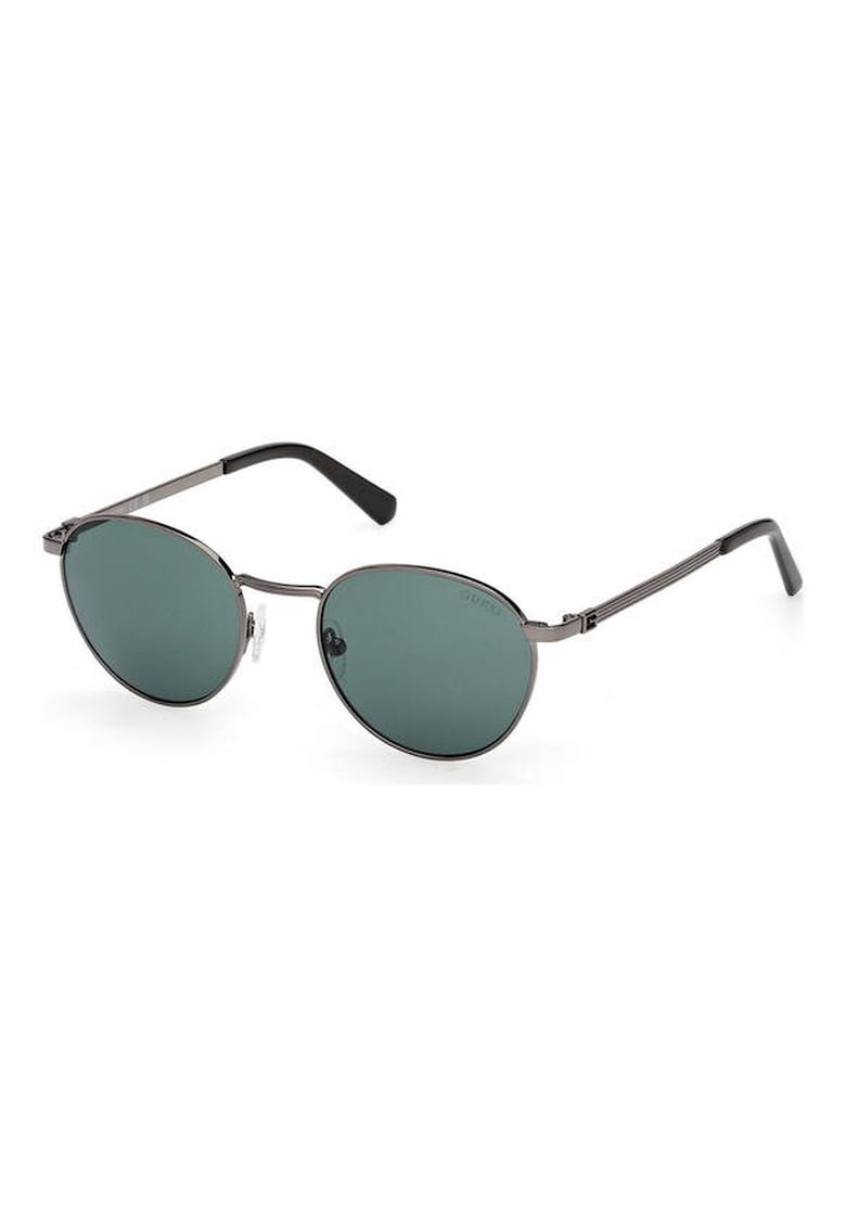 Ochelari de soare bărbați rotunzi - metal gri - lentile verzi - 51x20x145mm
