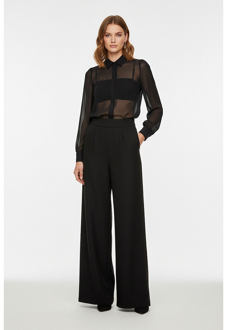 Pantaloni din lana cu croiala larga - Negru