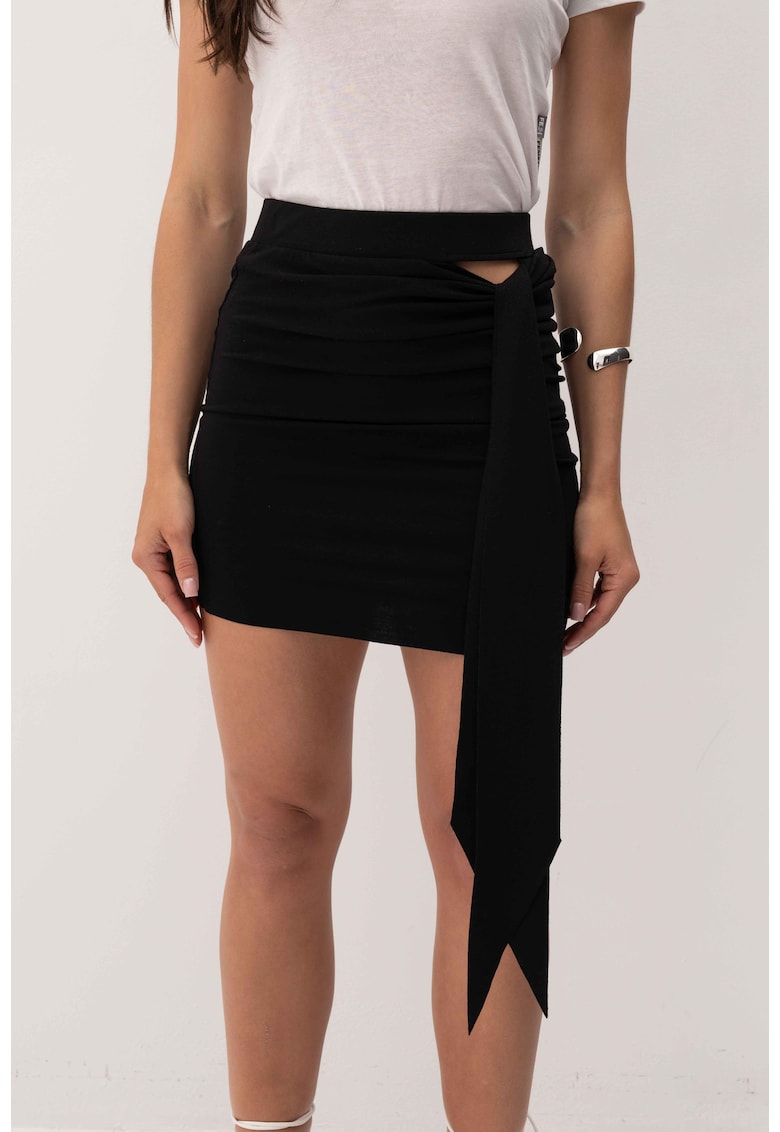 Fusta mini cu detaliu cu panglica Lace - Negru