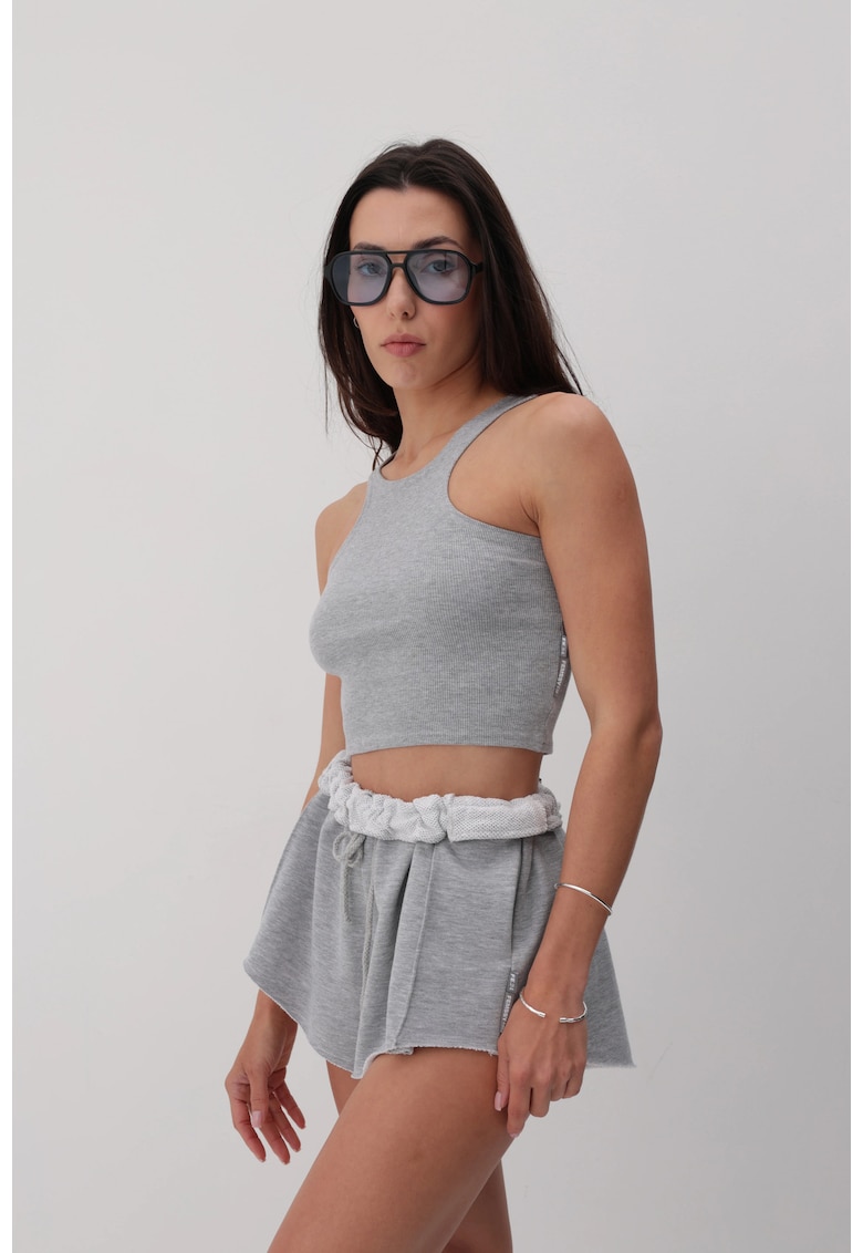 Top crop cu spate decupat Midline - Gri
