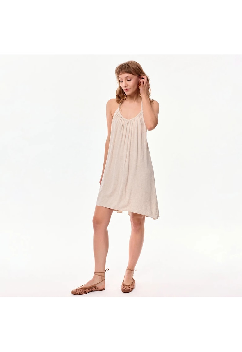 Rochie din amestec de in Sola - Bej