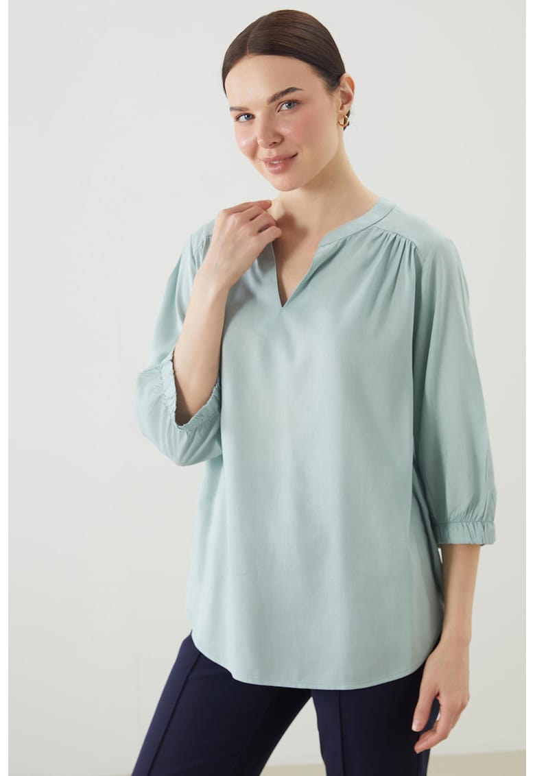 Bluza-tunica lejera din amestec de in - Verde deschis