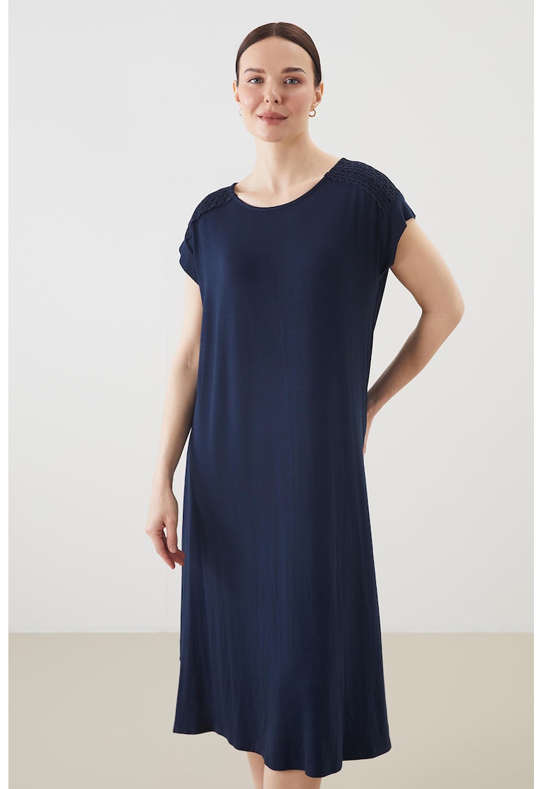 Rochie midi cu croiala in A - Albastru ultramarin