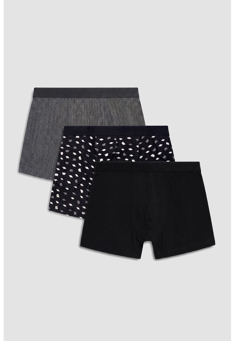 Set de boxeri din amestec de bumbac - 3 perechi - Negru/Albastru ultramarin/Gri inchis