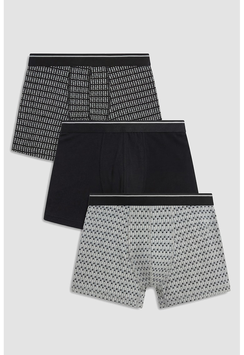 Set de boxeri din amestec de bumbac - 3 perechi - Alb/Negru/Gri deschis