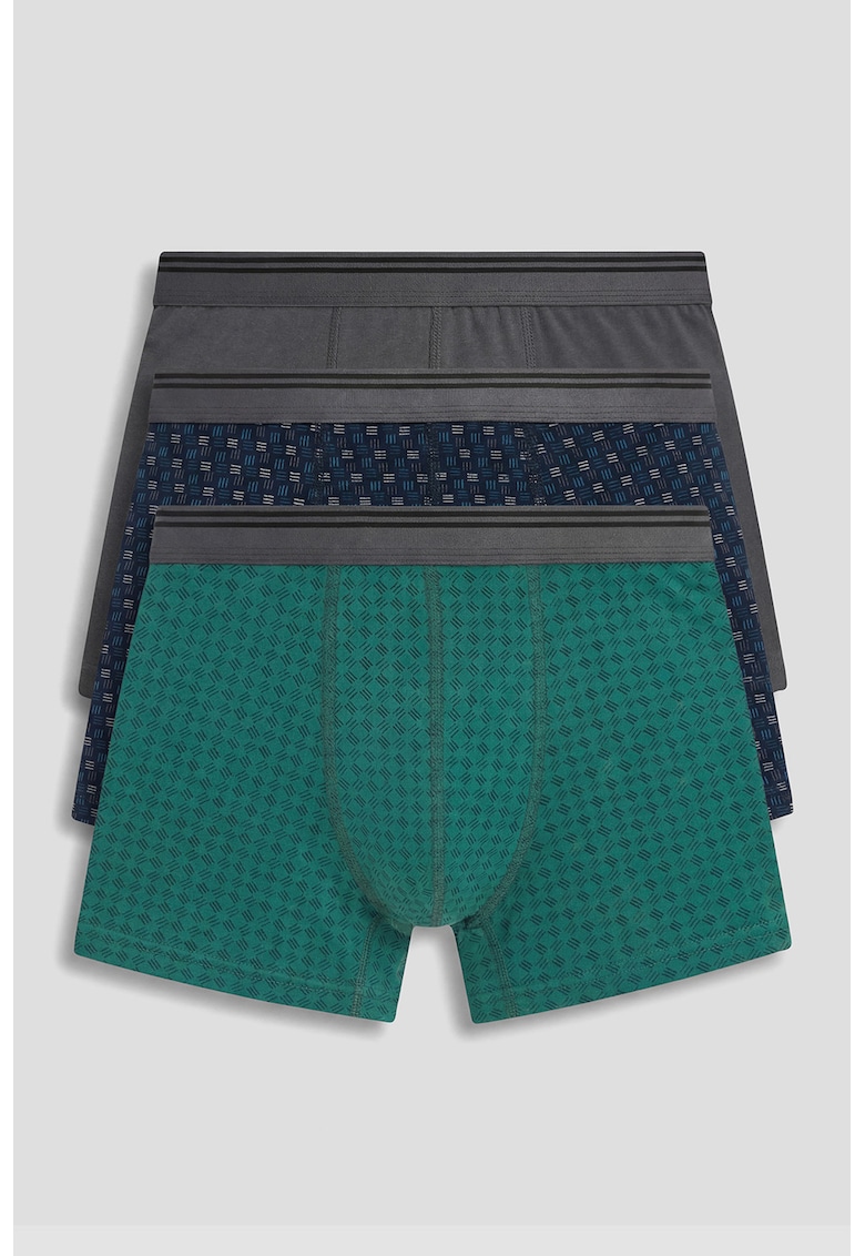 Set de boxeri cu imprimeu - 5 perechi - Verde/Gri inchis/Bleumarin
