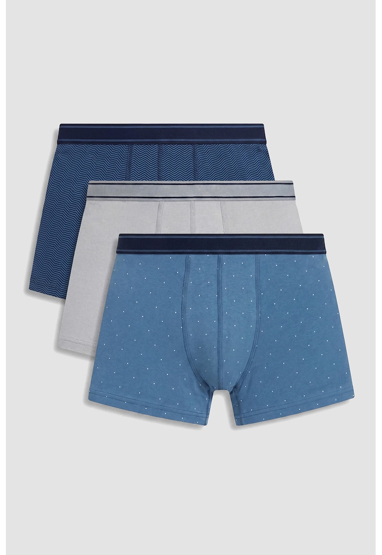 Set de boxeri cu imprimeu - 3 perechi - Gri deschis/Albastru cobalt/Bleumarin