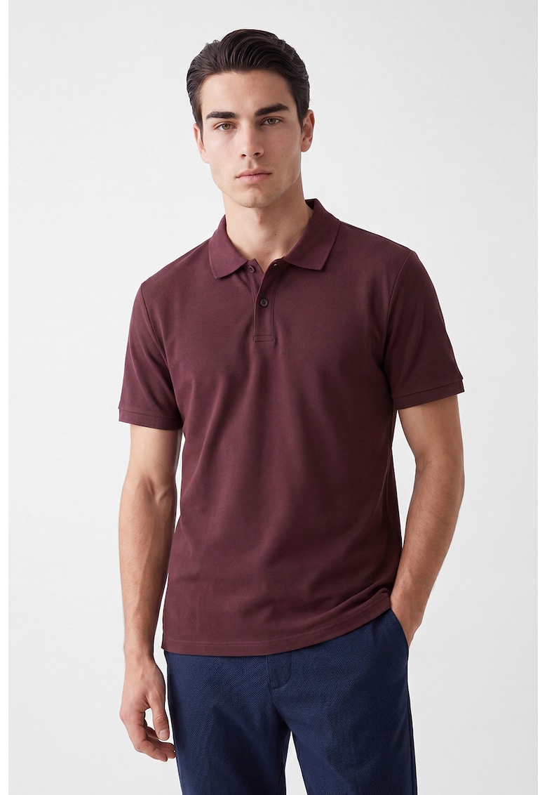 Tricou polo cu model uni - Violet pruna