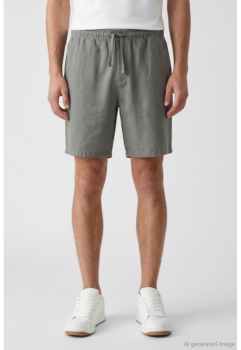 Pantaloni scurti de bumbac cu snururi - Gri