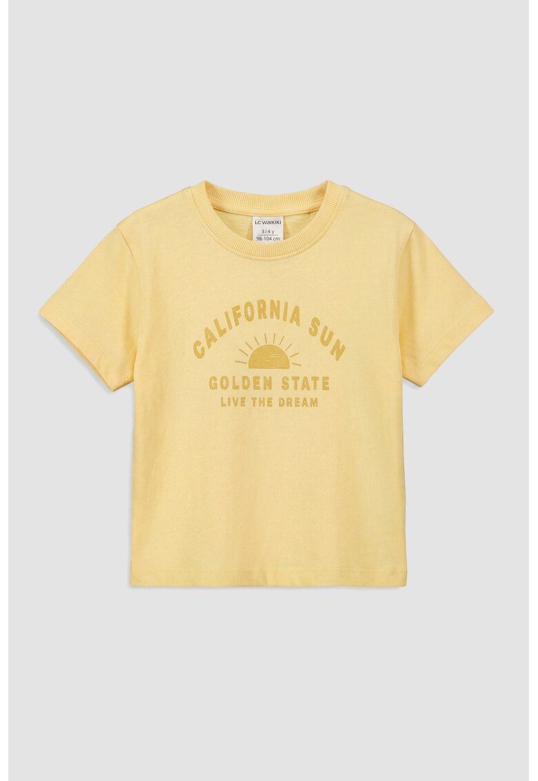 Tricou de bumbac cu imprimeu - Portocaliu deschis