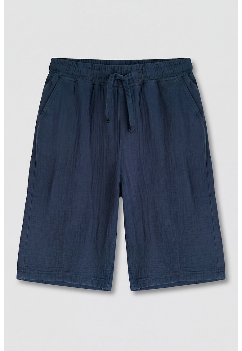 Pantaloni scurti din bumbac cu buzunare laterale - Bleumarin