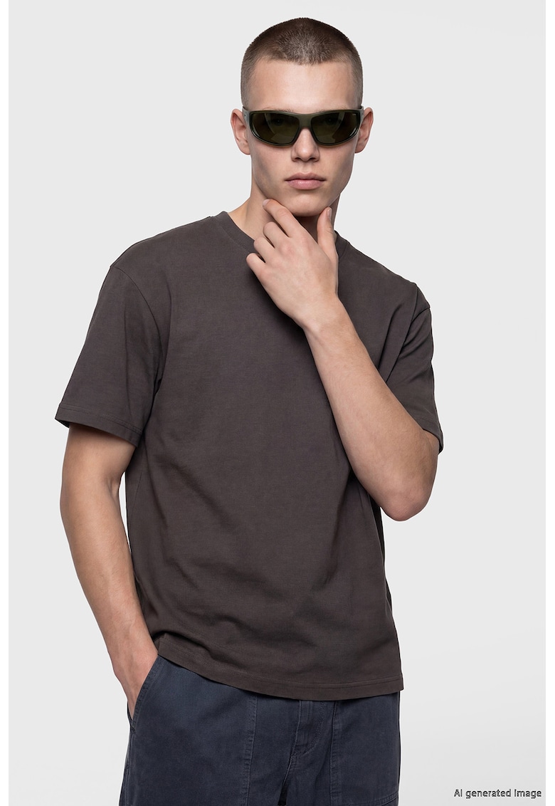 Tricou regular fit uni - Maro inchis