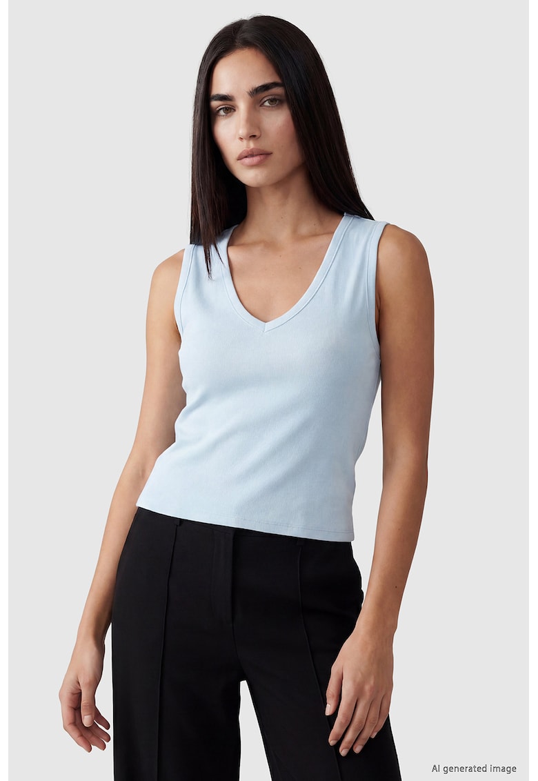 Top cu decolteu in V Vision - Albastru pastel
