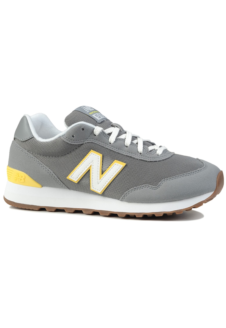 Pantofi sport gri/galben - piele naturala - pentru alergare - set de sireturi inclus