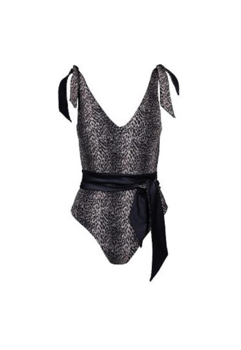 costum de baie intreg reversibil cu decolteu fata si spate in V - Multicolor