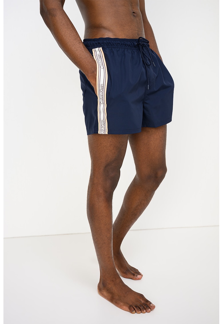 Pantaloni scurti de baie cu logo - Piersica/Albastru indigo