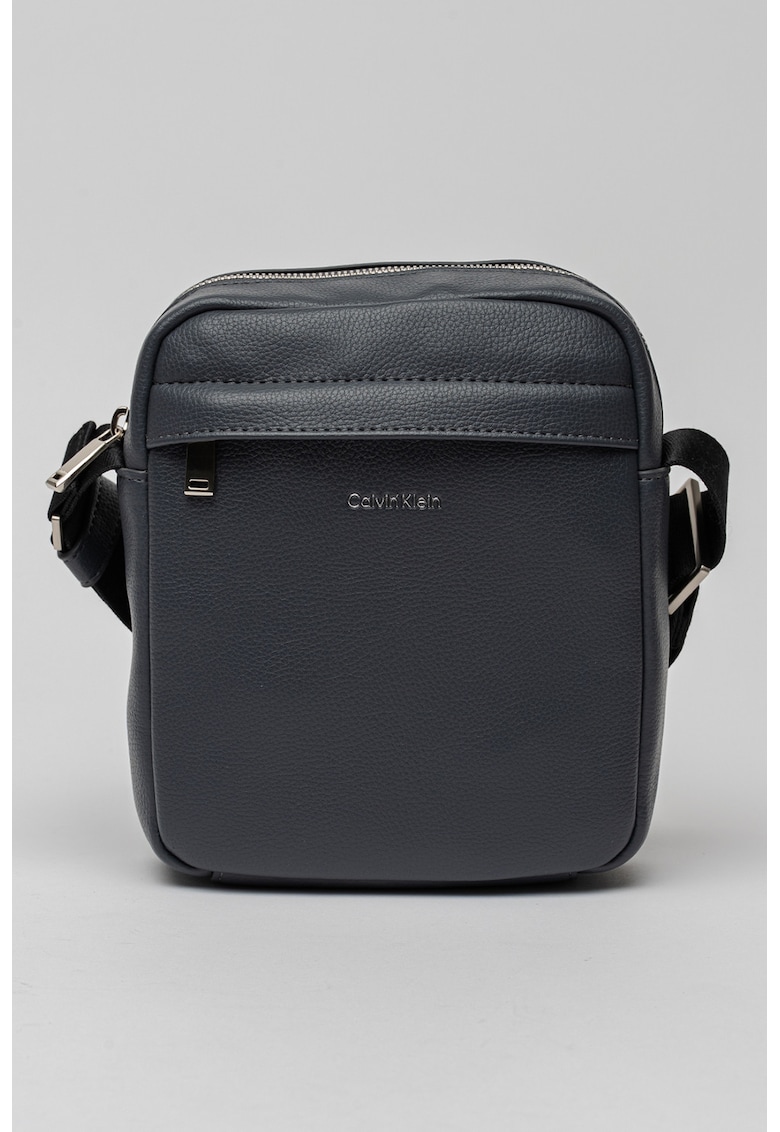 Geanta crossbody de piele ecologica cu logo - Bleumarin