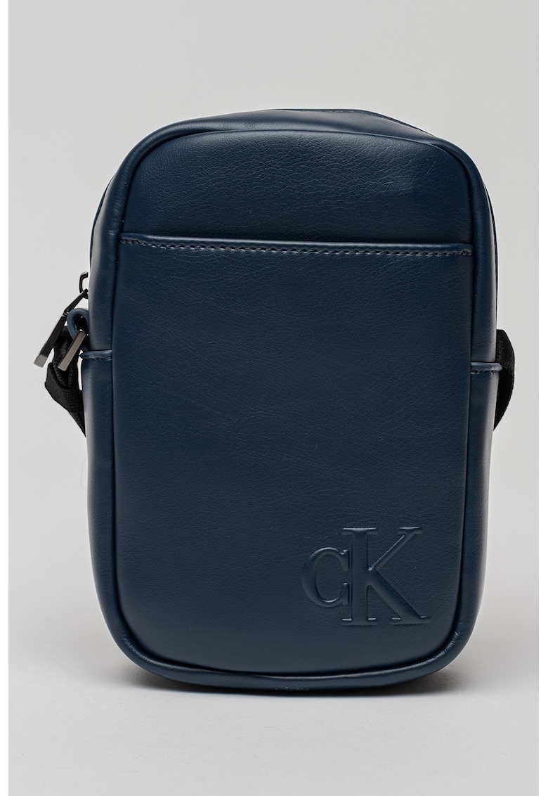 Geanta crossbody de piele ecologica cu fermoar - Bleumarin