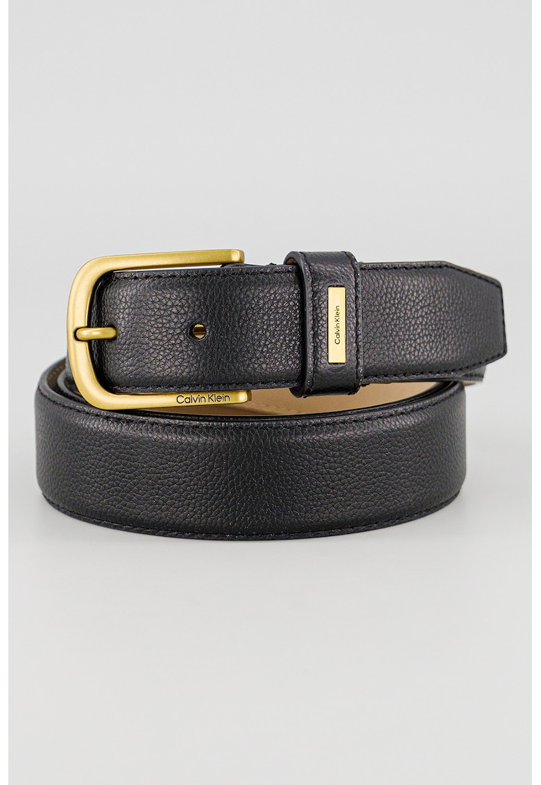 Curea de piele cu logo - Negru
