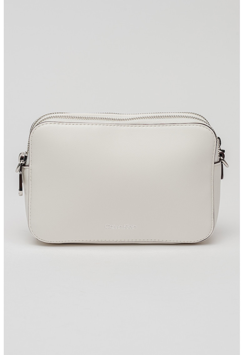 Geanta crossbody de piele ecologica cu bareta suplimentara - Alb murdar
