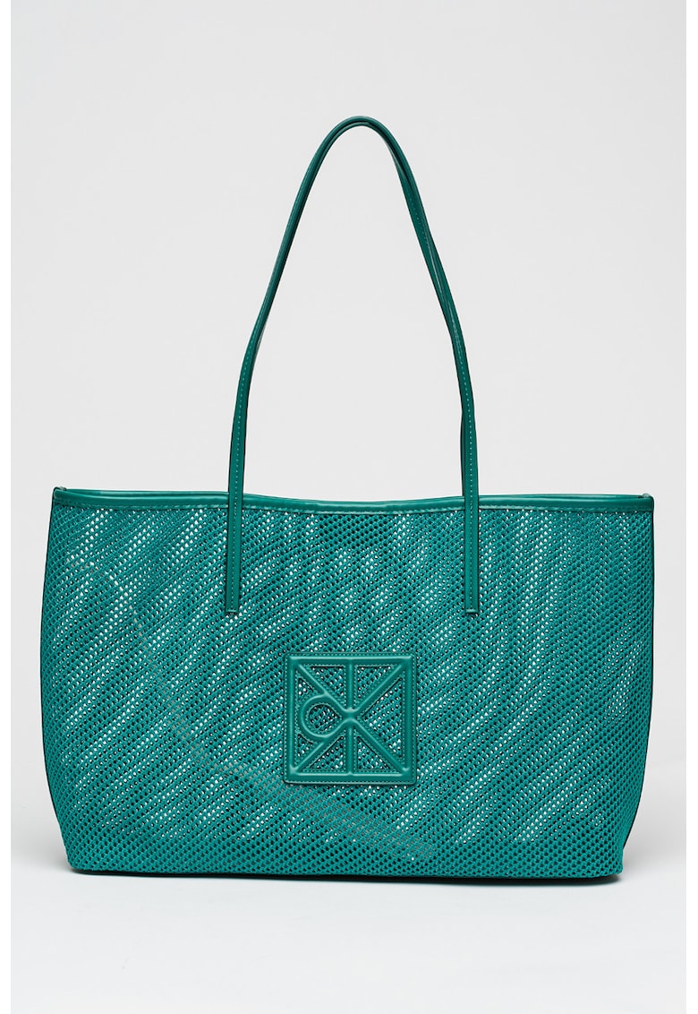 Geanta tote de plasa cu logo - Verde smarald