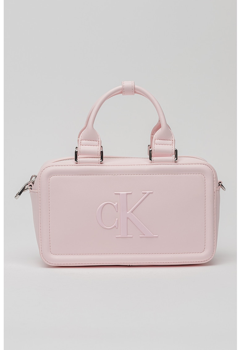 Geanta crossbody cu monograma in relief Bauletto - Roz deschis