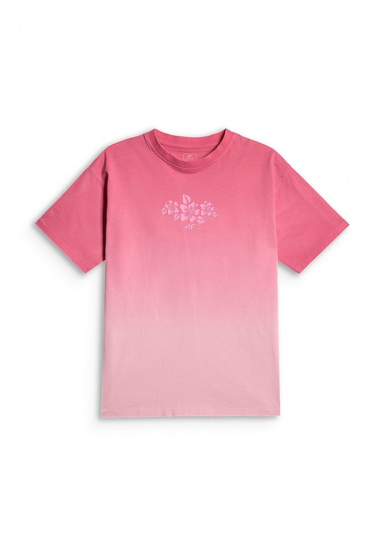 Tricou sport pentru fete - croiala lejera - imprimeu - roz - bumbac