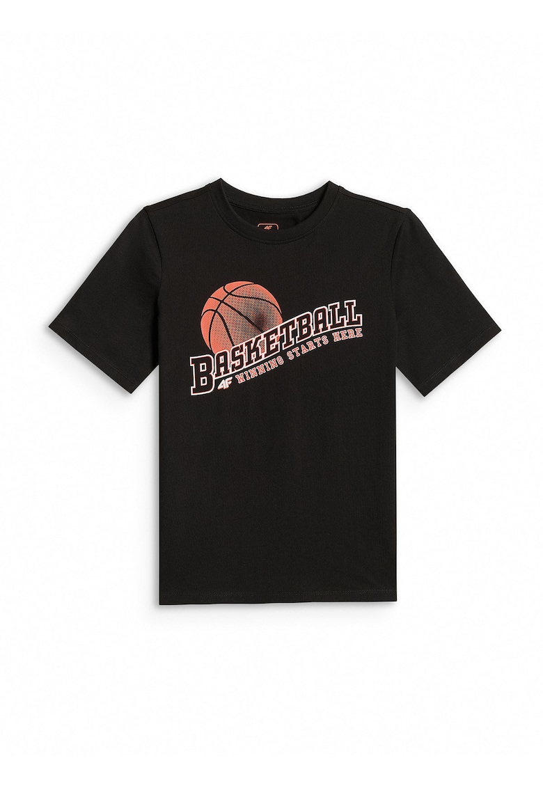 Tricou sport baieti - regular - negru - bumbac - confortabil