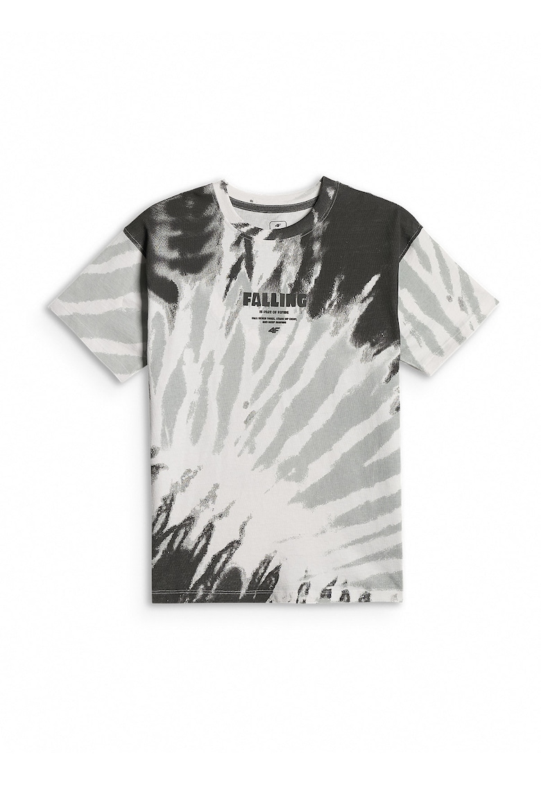 Tricou sport copii croiala lejera - cu imprimeu - gri/alb - bumbac