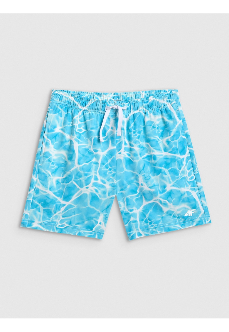 Pantaloni scurti de plaja pentru baieti - albastru/alb - uscare rapida - slip interior din plasa - 3 buzunare