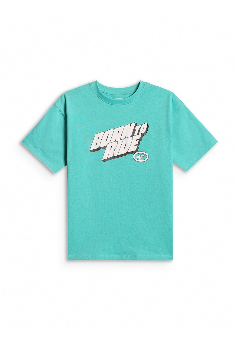 Tricou sport baieti - croiala regular - imprimeu tie-dye - verde menta/alb - bumbac
