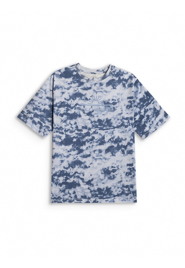 Tricou sport copii croiala lejera - imprimeu - bumbac gros - albastru/alb