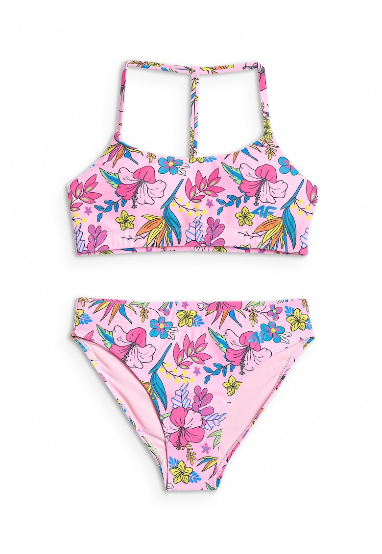 Costum de baie pentru fete doua piese - multicolor - uscare rapida - bretele fara ajustare - poliester|elastan