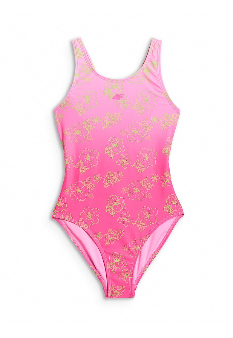 Costum de baie intreg pentru fete roz - material cu uscare rapida - bretele fara reglare