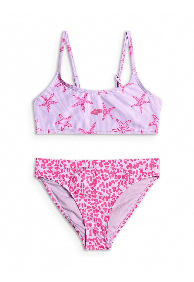Costum de baie pentru fete doua piese - roz/mov - uscare rapida - bretele reglabile