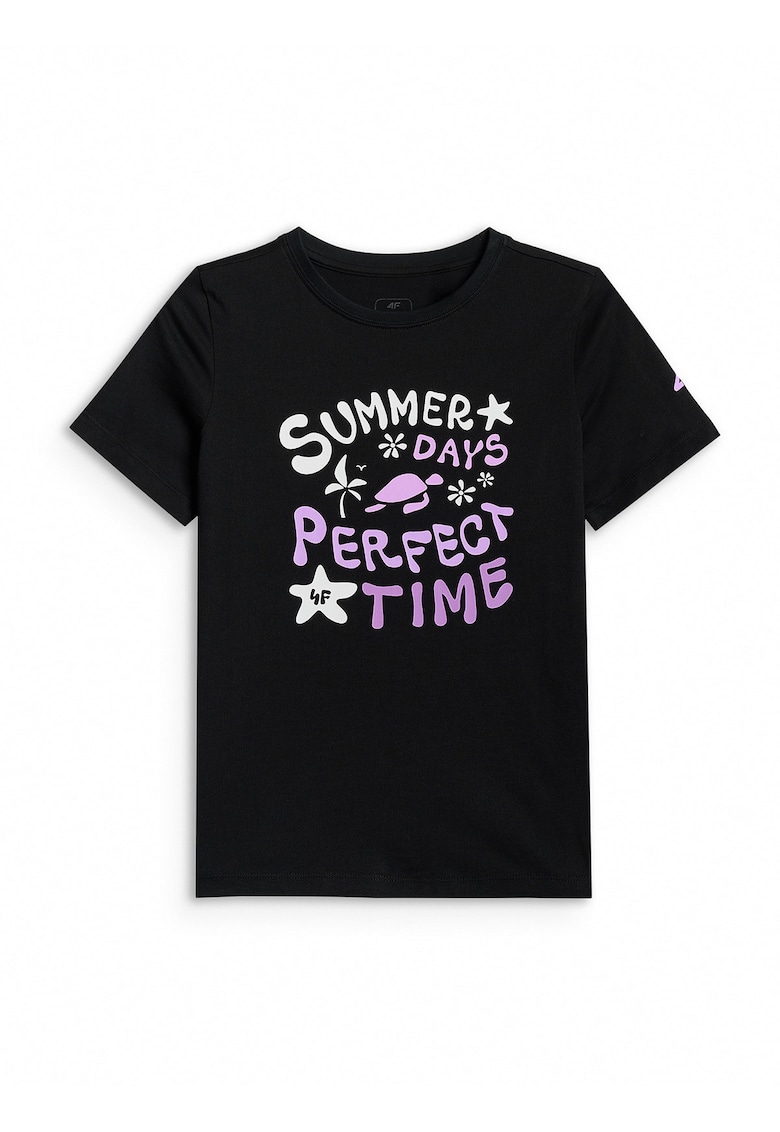 Tricou sport regular - negru - bumbac - pentru fete
