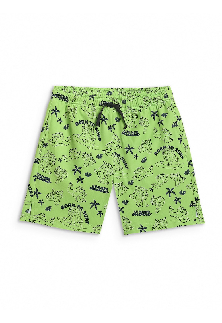 Pantaloni scurti de baie copii - de plaja - verde/bleumarin - uscare rapida - slip interior din plasa